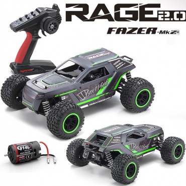 COMPLETO AUTOMODELO KYOSHO ELÉTRICO RAGE 2.0 VERDE 1/10 4X4 RÁDIO 2.4GHZ COM BATERIA LIPO ALARME E CARREGADOR KYO34411T2B